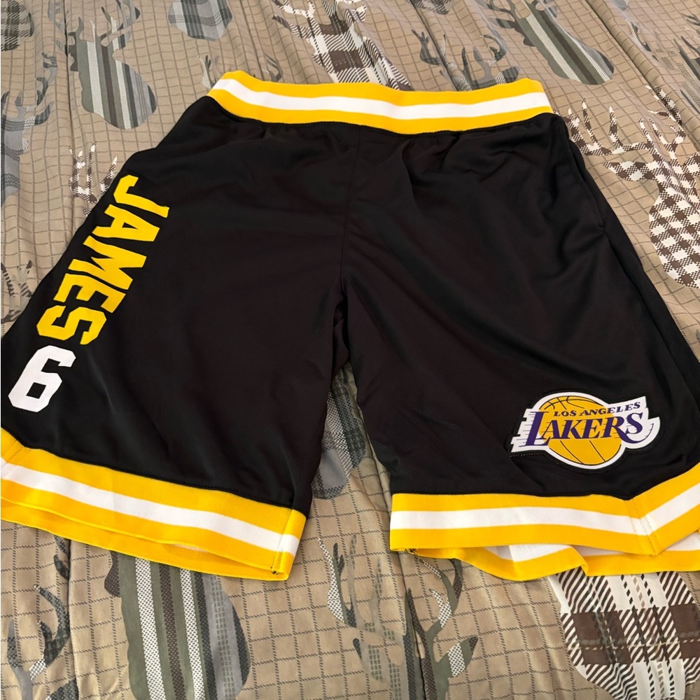 Los Angeles Lakers Black and Yellow Basketball Shorts